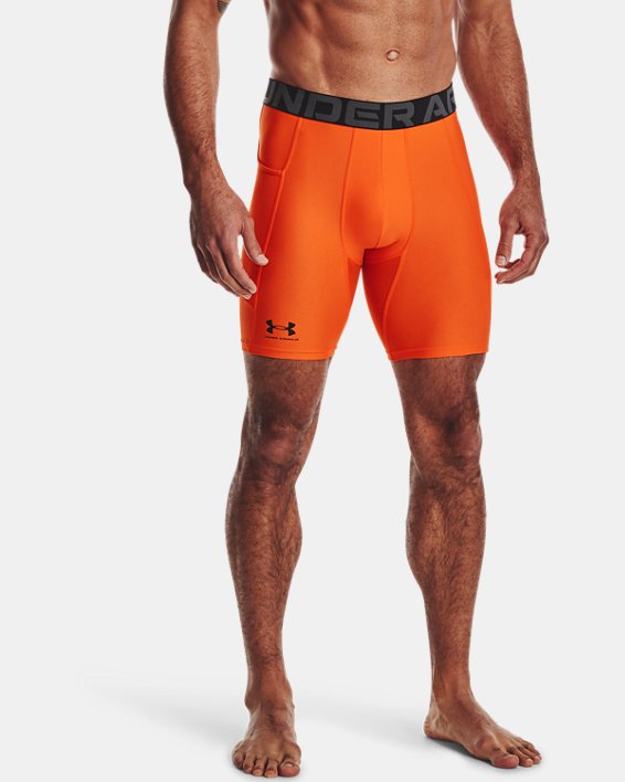Men's HeatGear® Armour Compression Shorts, Orange, pdpMainDesktop image number 0